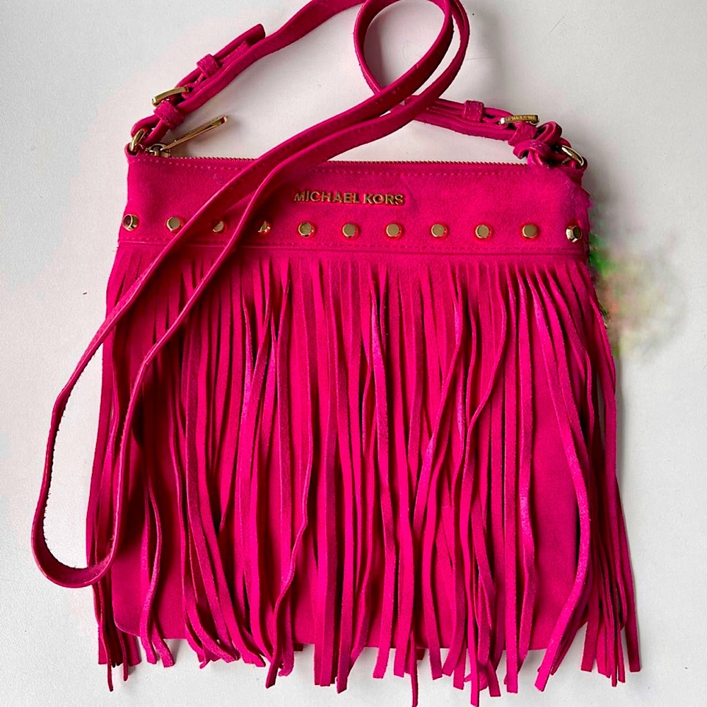MICHAEL KORS Suede Fringe Crossbody Bag - Picture 8 of 9